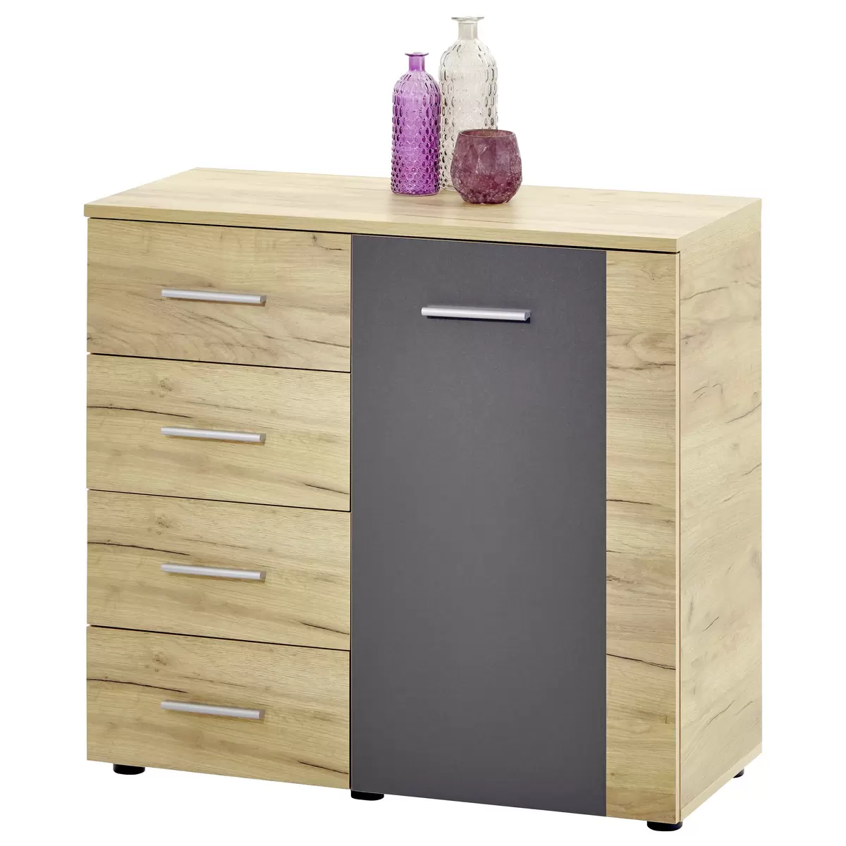 Kommode Uno UNK04 grau,Eiche