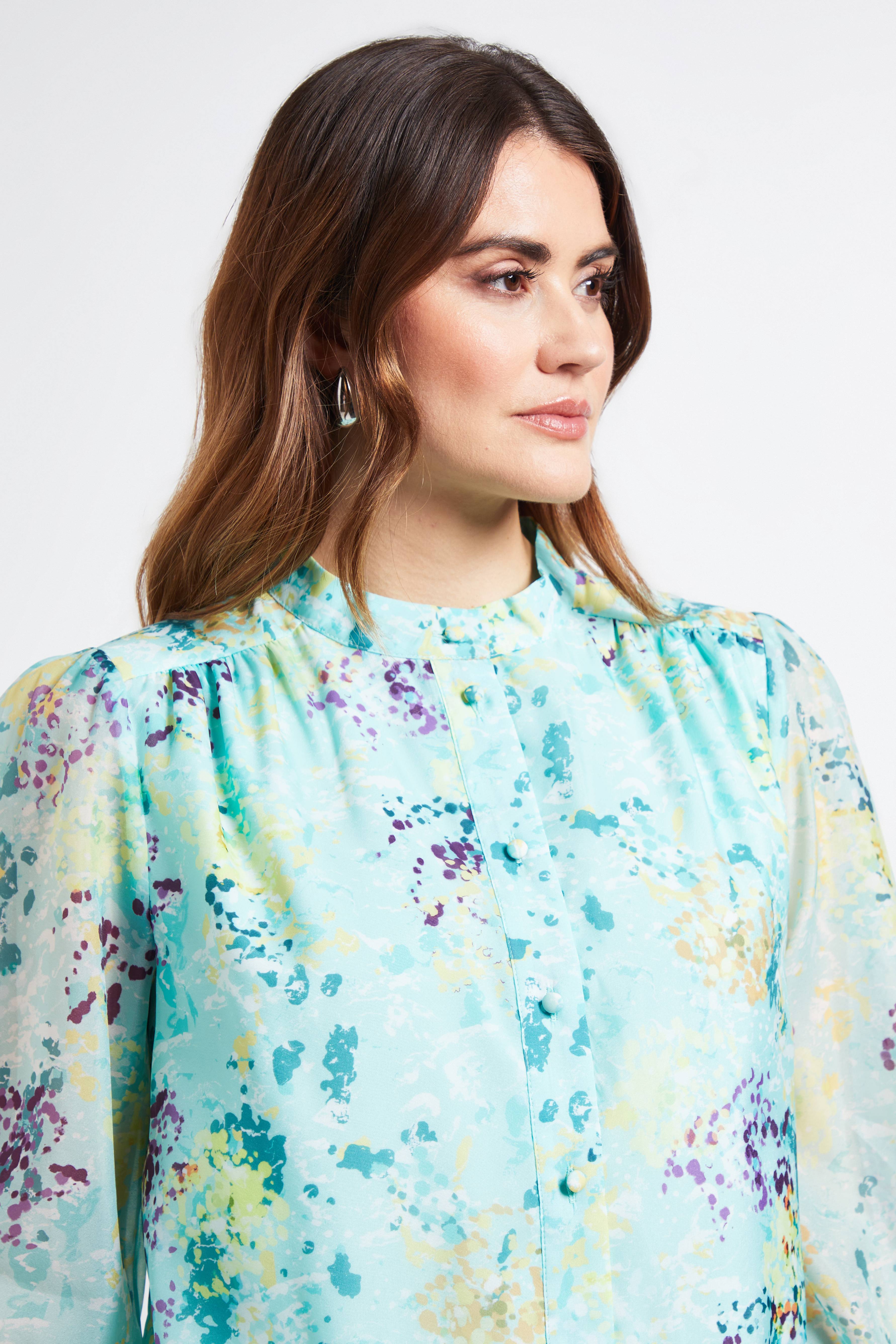 Wallis Chemise Sans Col En Organza À Motif Floral