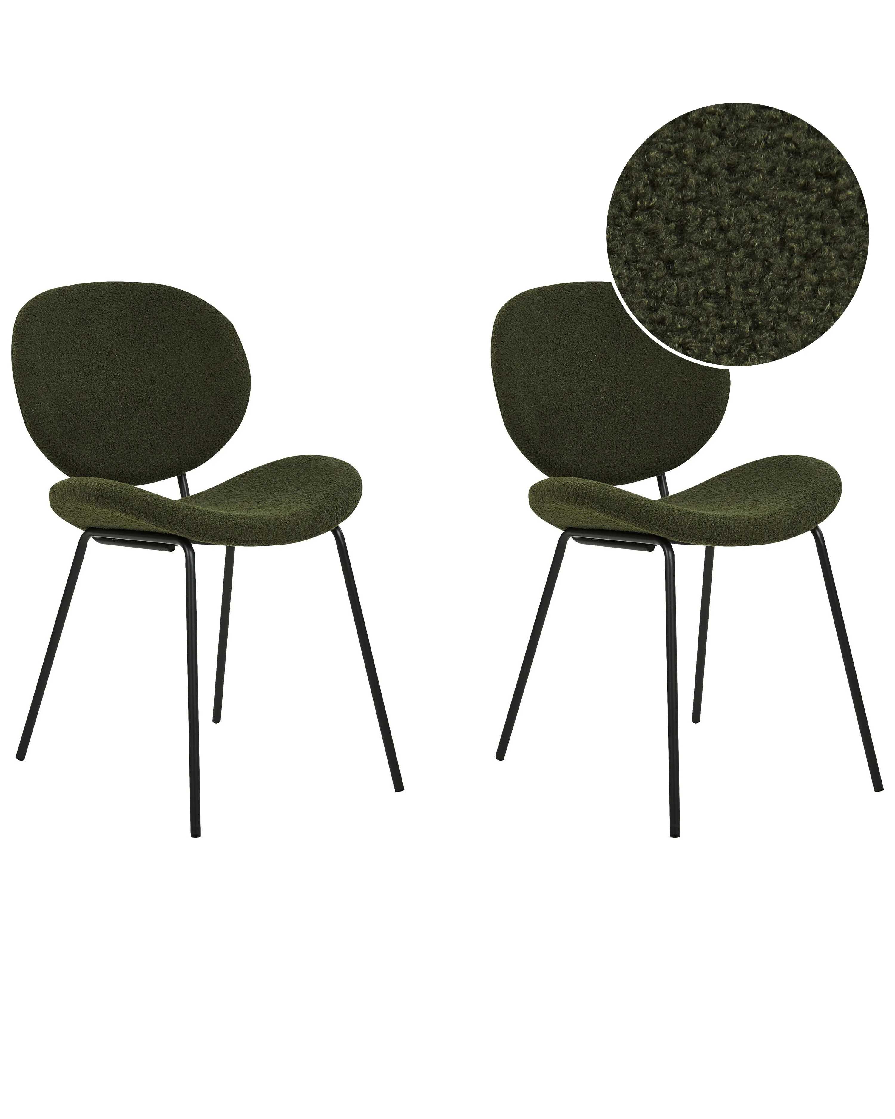 Set van 2 eetkamerstoelen LUANA Bouclé Donkergroen