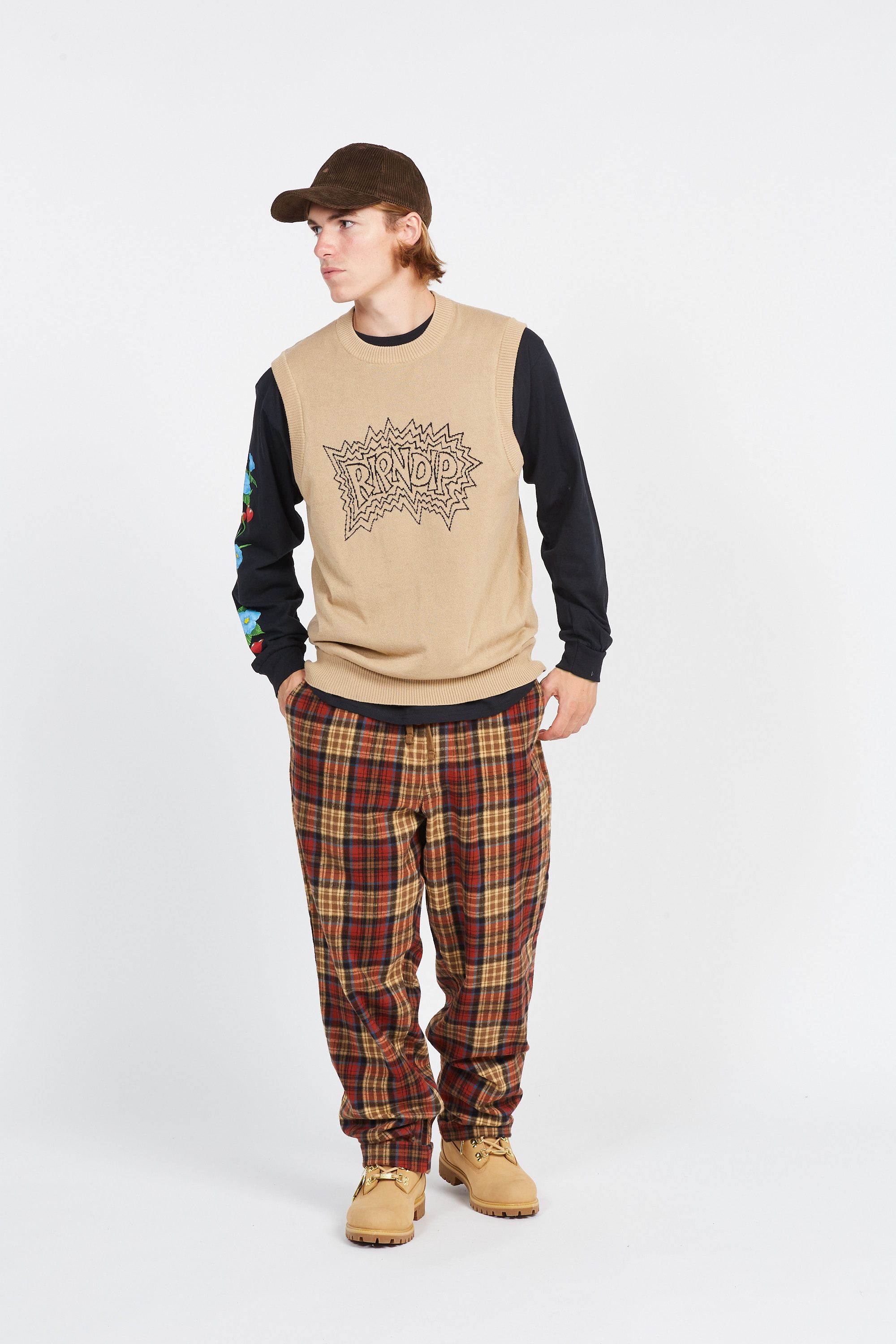 RIPNDIP Pull Natural Shock Knit Sweater Vest Beige