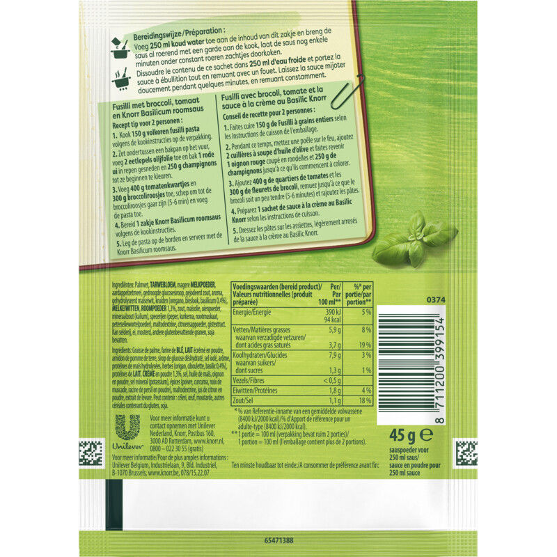 Knorr Basilicum roomsaus