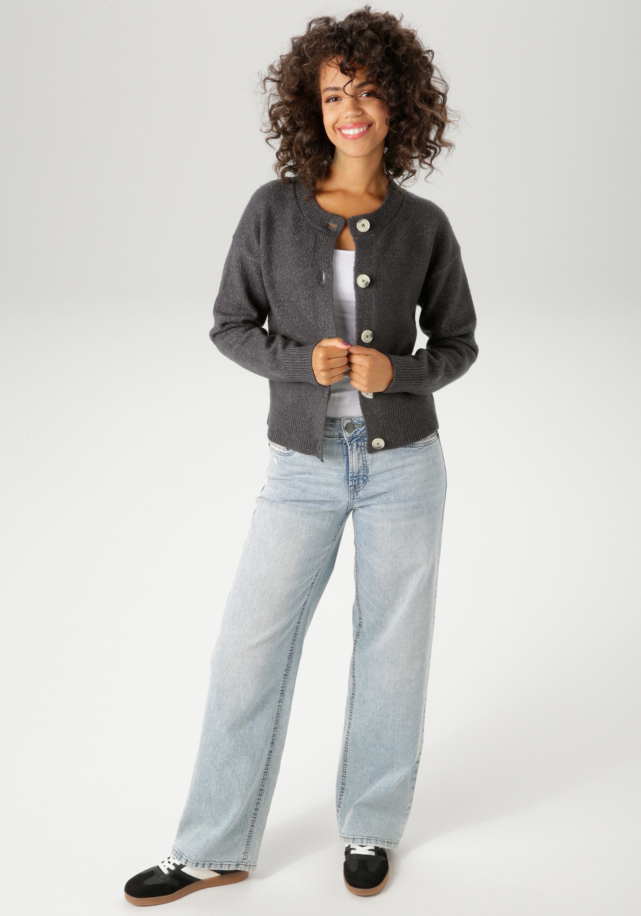 Aniston CASUAL Strickjacke , aus effektvollem Melange-Garn - NEUE KOLLEKTION