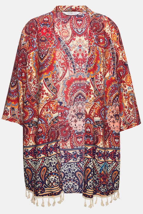 Kimono, Mustermix, offene Form, weite 3/4-Ärmel