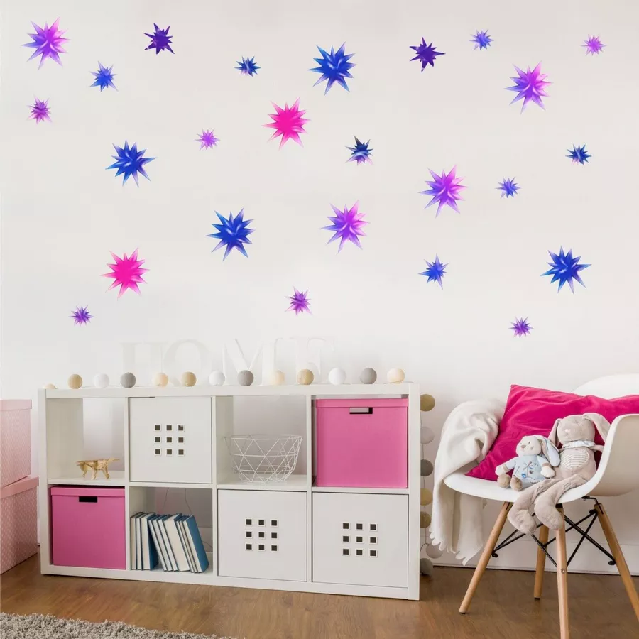 Nikima Wandtattoo 230 Wandtattoo Sterne lila pink bunt