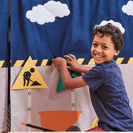 Hoppekids Construction forhæng til halvhøj- og køjeseng 90x200 cm