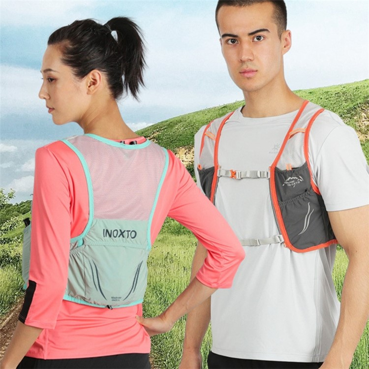 Ultraleichte Mesh Laufweste Verstellbare Outdoor Sport Weste mit Brusttaschen - Schwarz / Grau