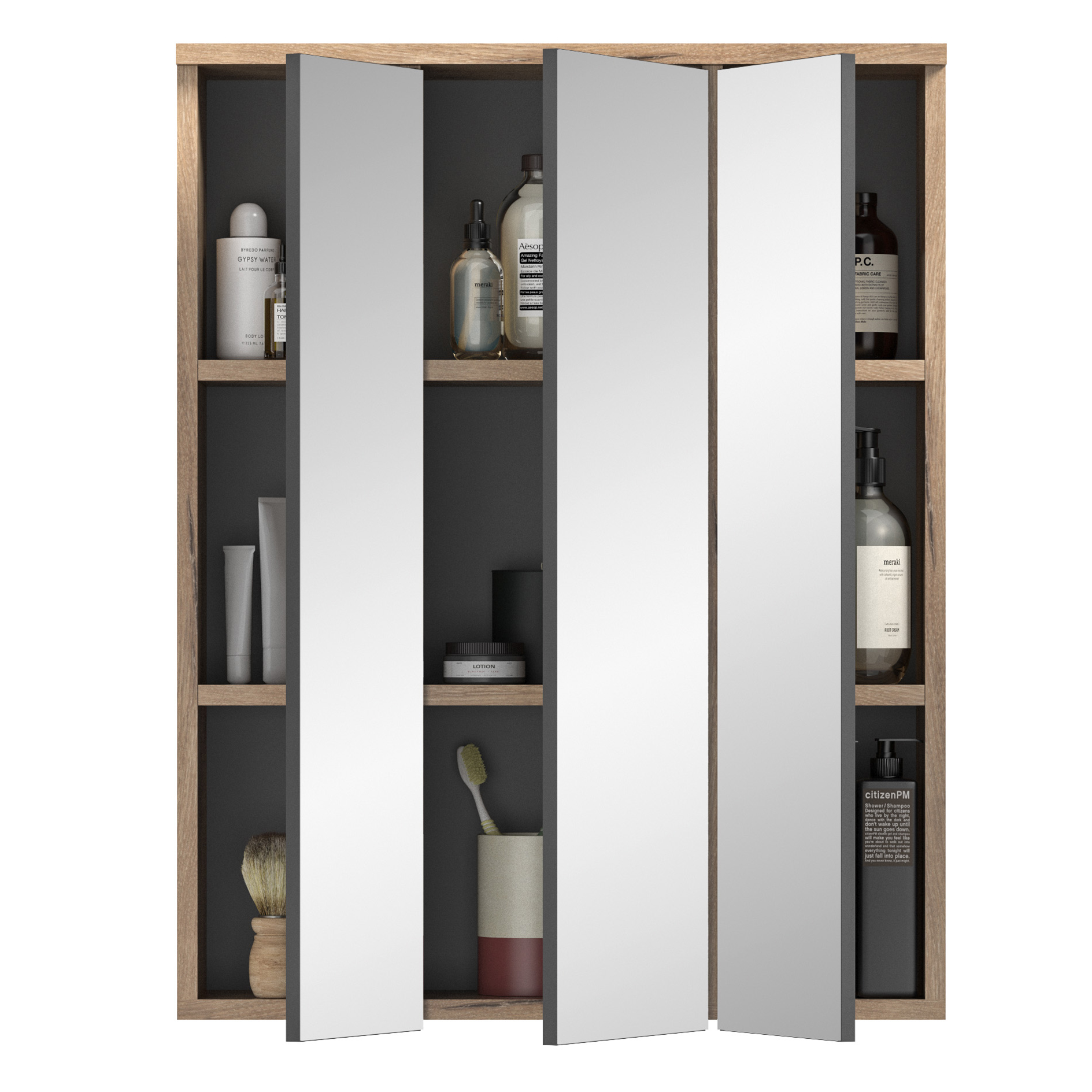 Spiegelschrank MASON - Nox Oak - Basalt grau - 60 cm