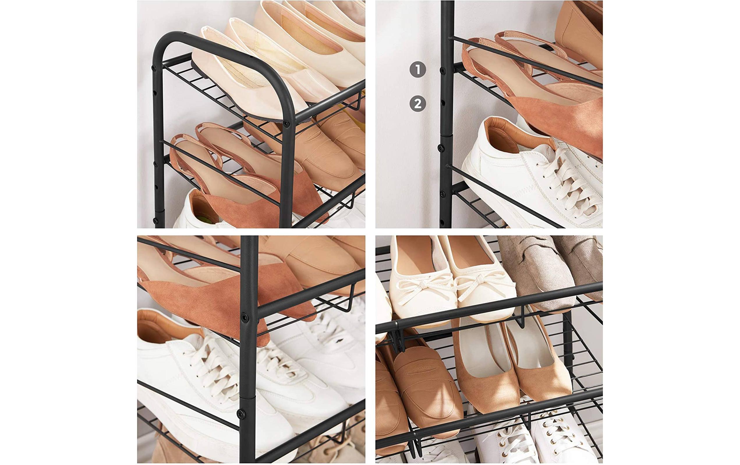 Schuhregal 68.5 x 65 cm, SchwarzSchuhgestell mit 4 Ablagen