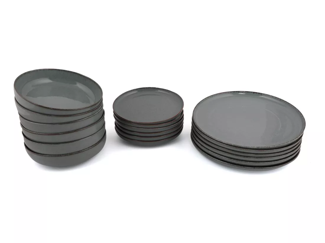 Service vaisselle en porcelaine 18 pièces - Bleu - SANCHA