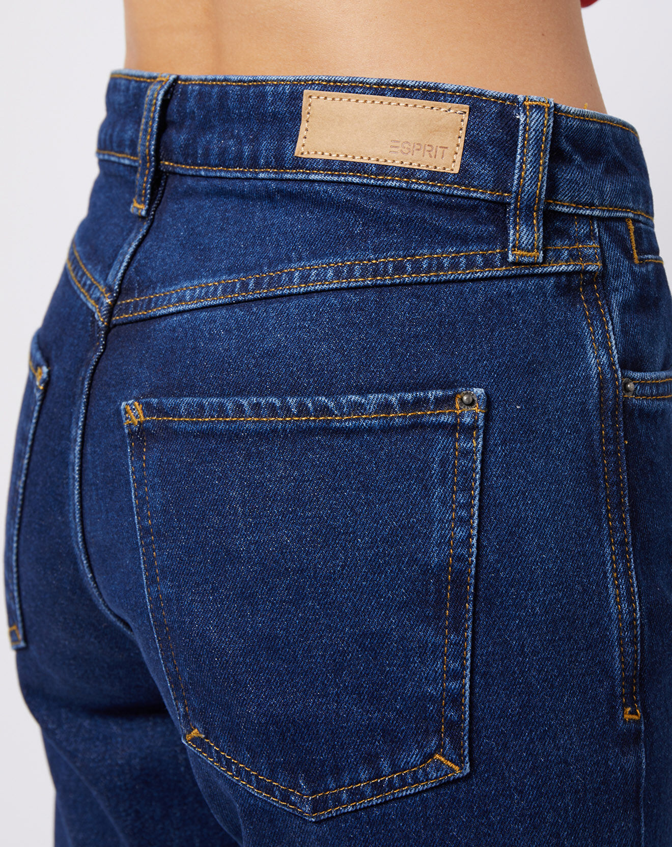 Esprit Jean Mom taille haute à jambes droites bleu foncé