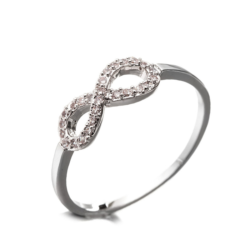 Bague Infini Plaqué Rhodium et Cubic Zirconia Blanc
