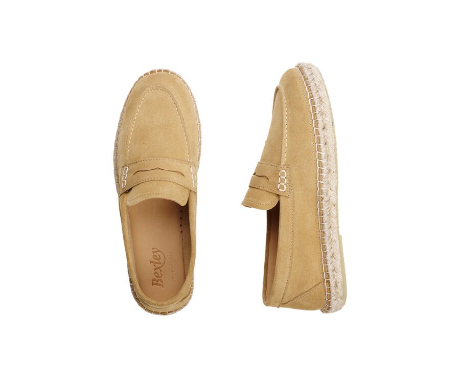 Mocassin homme été en velours Beige Foncé - PANAREA