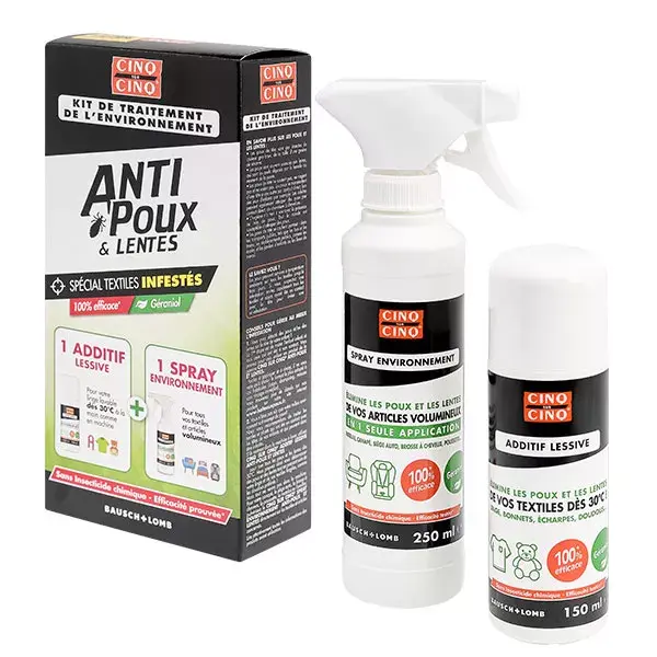 Kit de tratamento ambiental Five on Five para piolhos e lêndeas em spray 250ml + aditivo para lavanderia 150ml