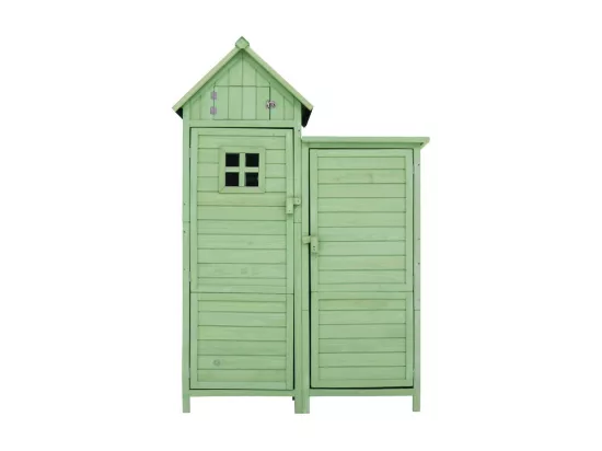 Abri de jardin en bois de sapin - remise à outils avec 2 étagères intégrées - H 173 cm - toit imperméable en PVC - Vert