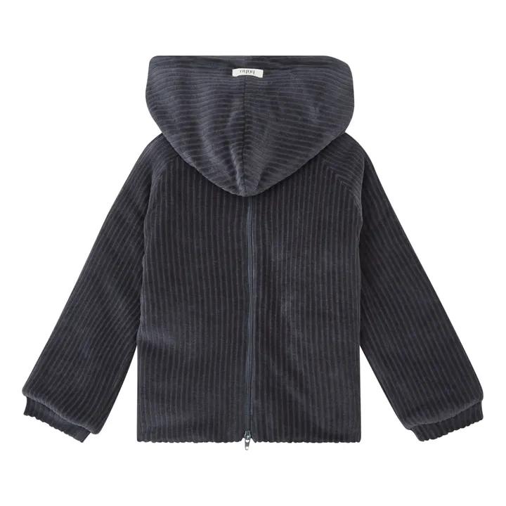 Búho Burnou Velours Côtelé Coton Bio Fourré | Bleu nuit