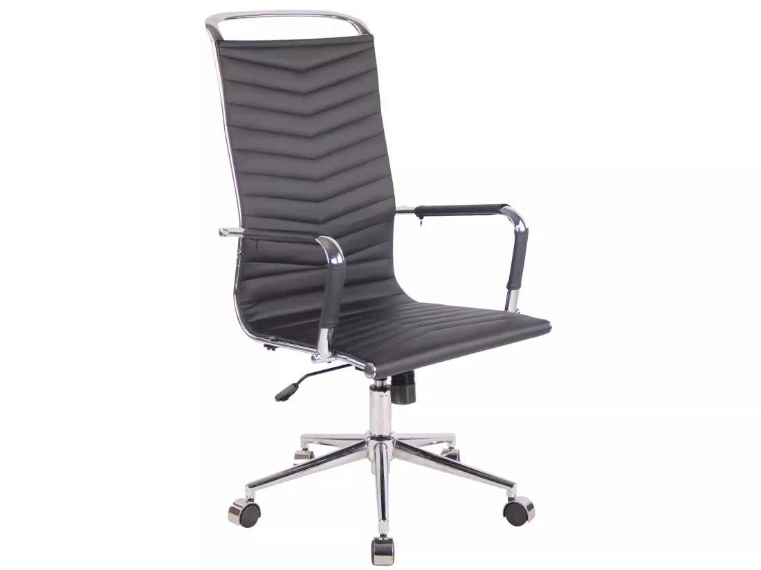 Chaise de bureau - Similicuir & Métal chromé - Noir - Batley