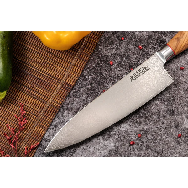 Couteau modèle chef Wusaki Fujiko 20cm manche en olivier Wusaki
