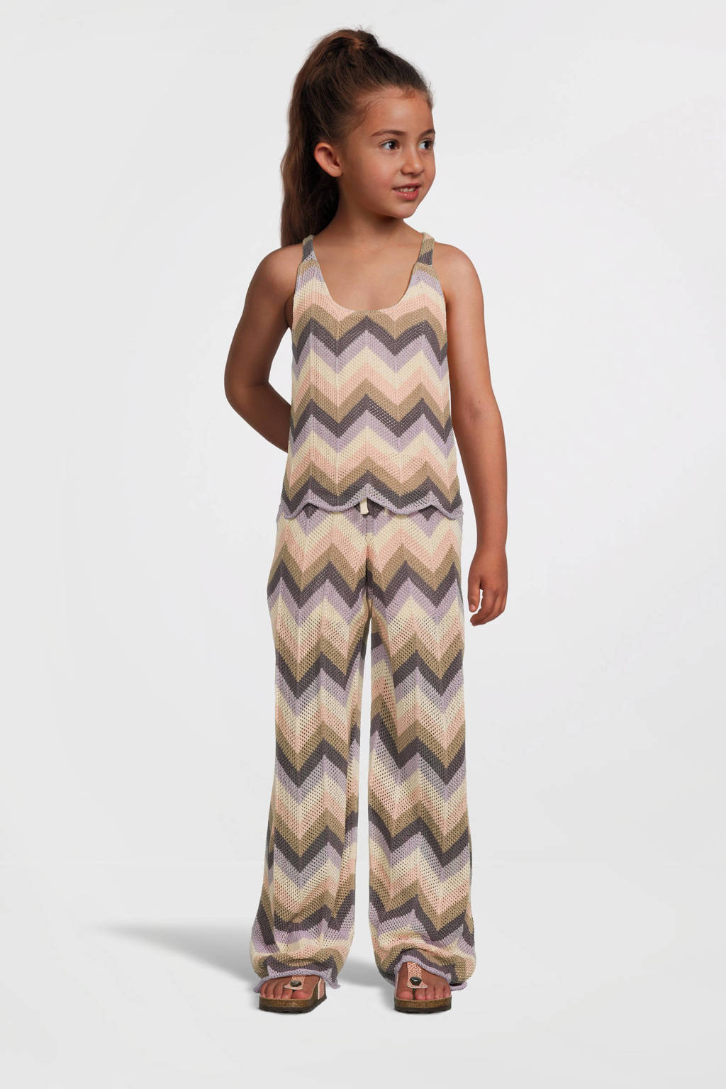LEVV regular fit broek KYRA met all over print multicolor