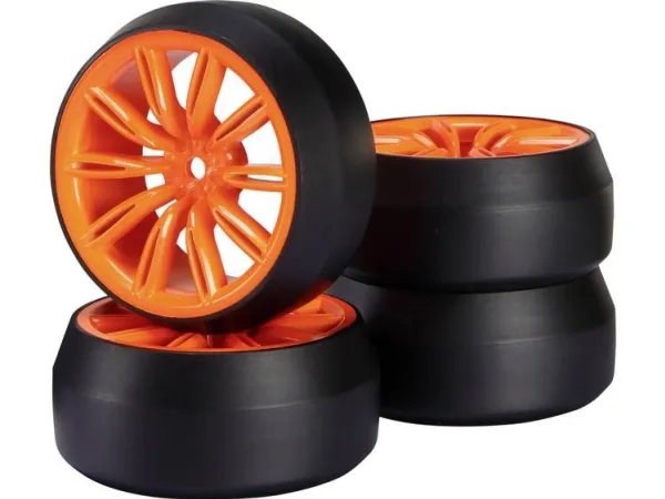 Reely 1:10 landevejsmodel komplette hjul drift 10-dobbelt eger signal rød 1 stk (RE-6679608)