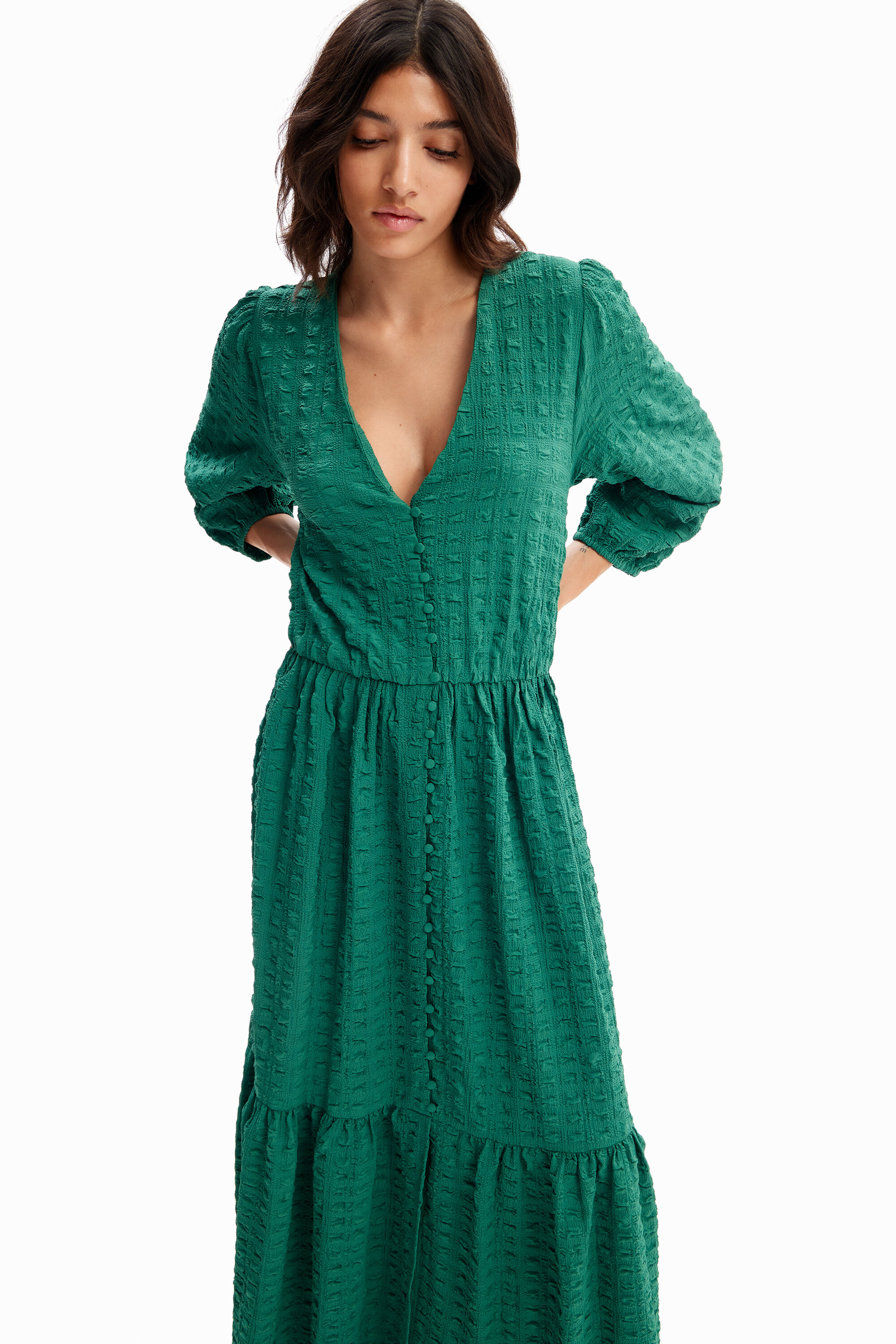 Vestido longo texturizado