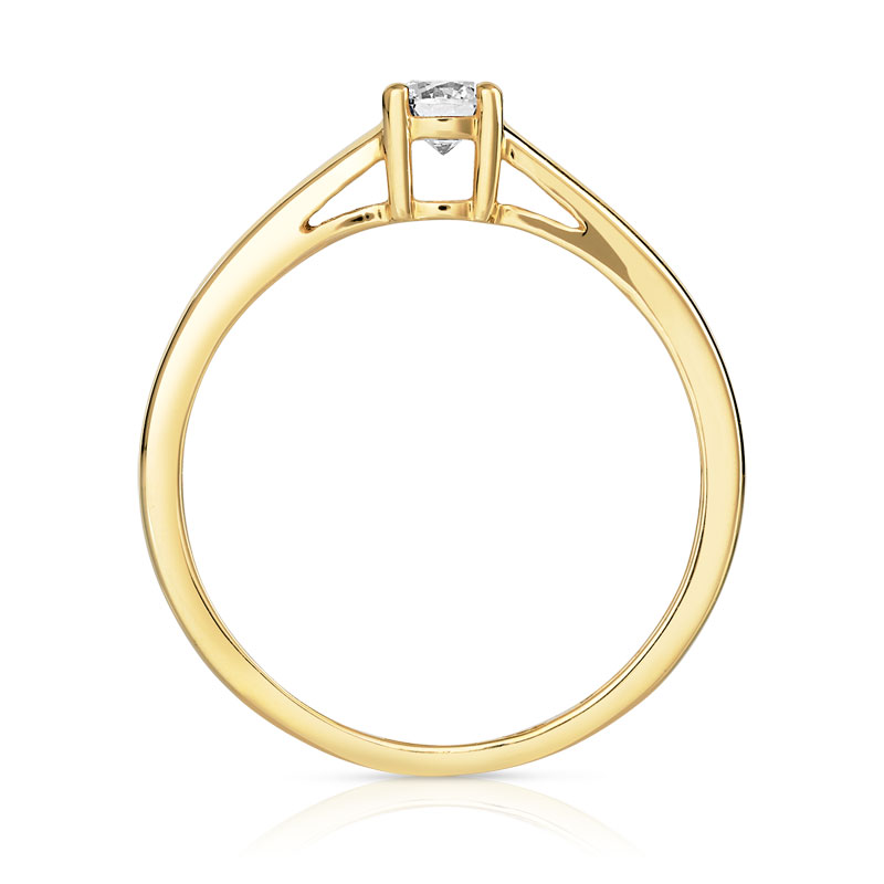 Bague solitaire or 750 jaune diamant 25/100e de carat