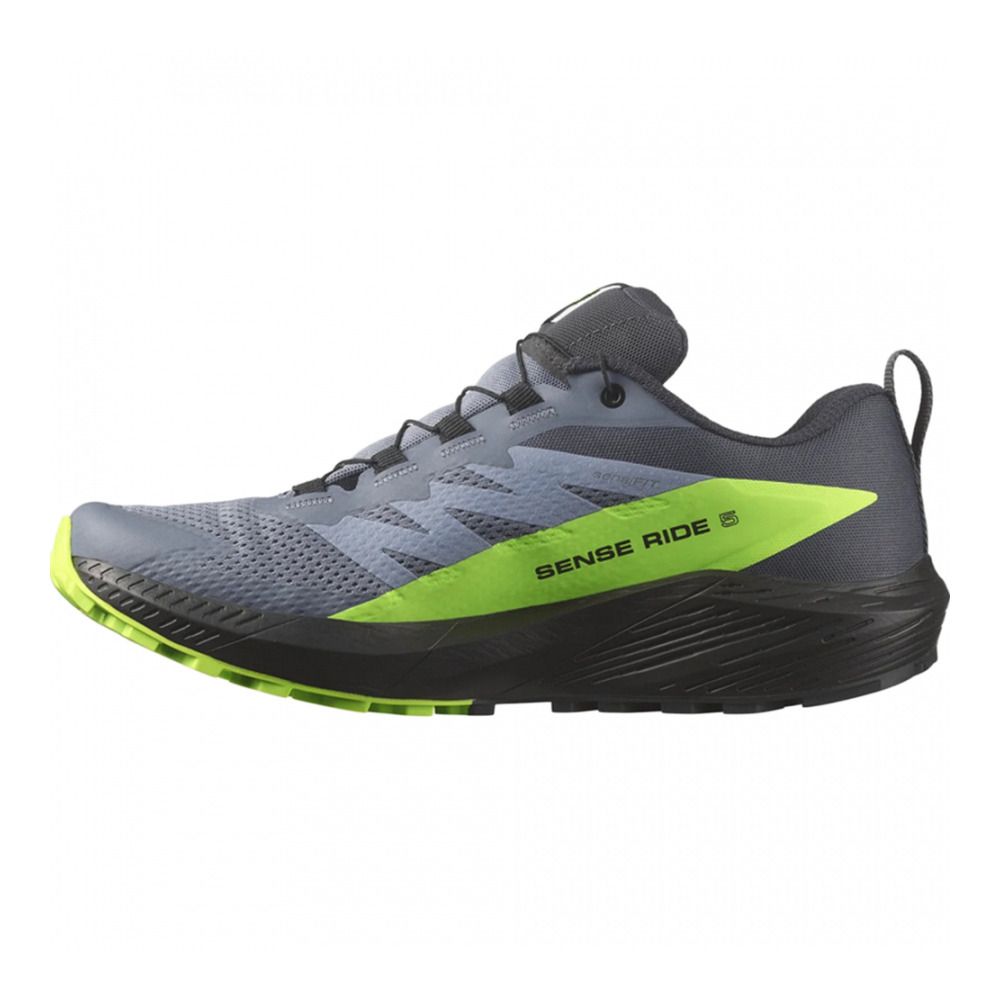 Salomon SENSE RIDE 5 GTX - Chaussures trail Homme flint stone/black/green gecko