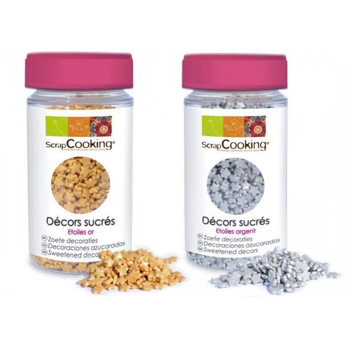 Kit de décors sucrés étoiles argent & or Scrapcooking