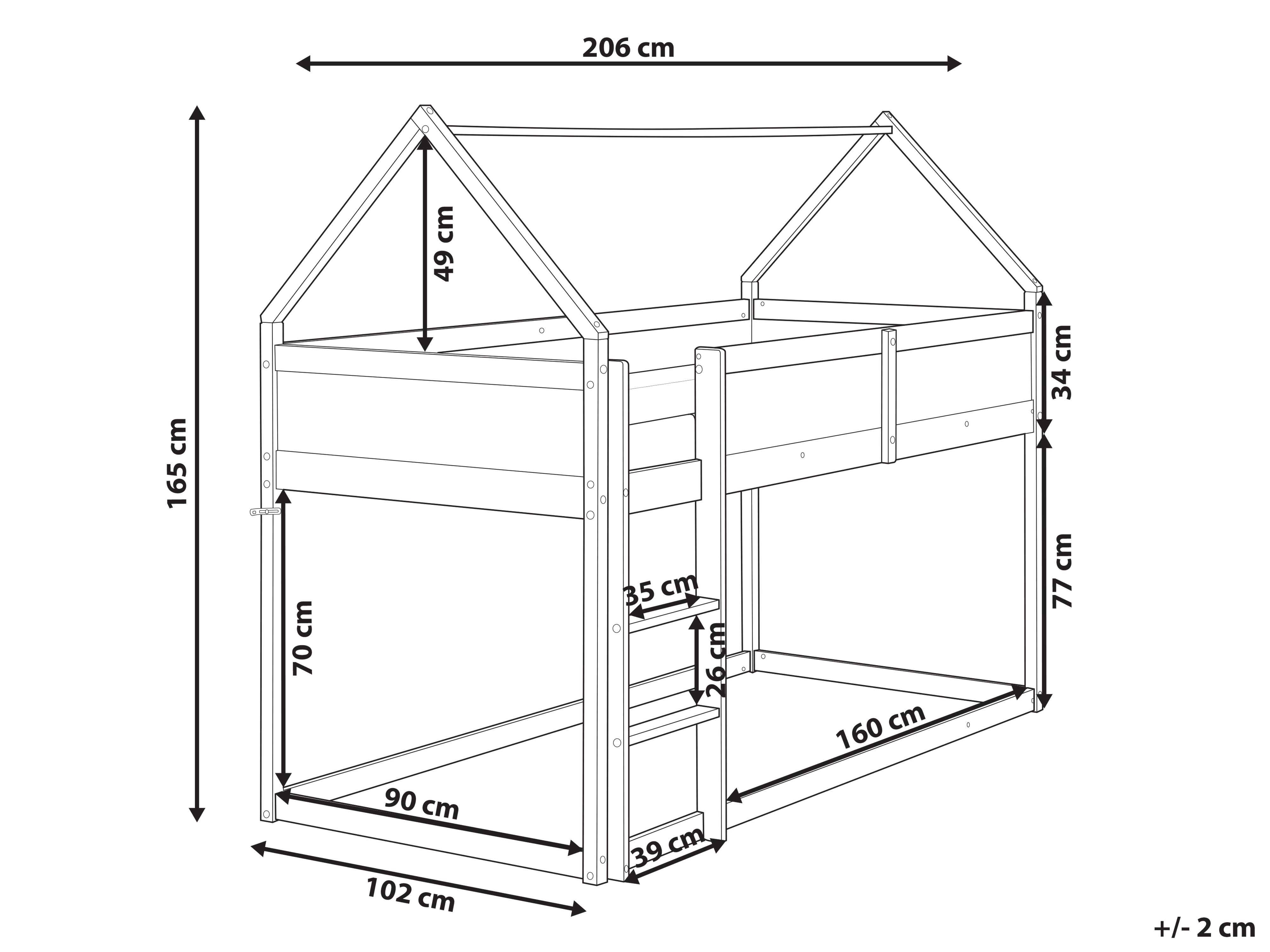 Verhoogd bed Huis Dennenhout DIENNE 90 x 200 cm Grijs