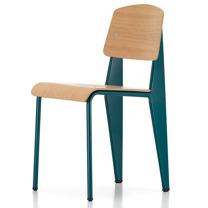 Vitra - Prouvé Standard Stuhl, Eiche natur / Bleu Dynastie (Filzgleiter)