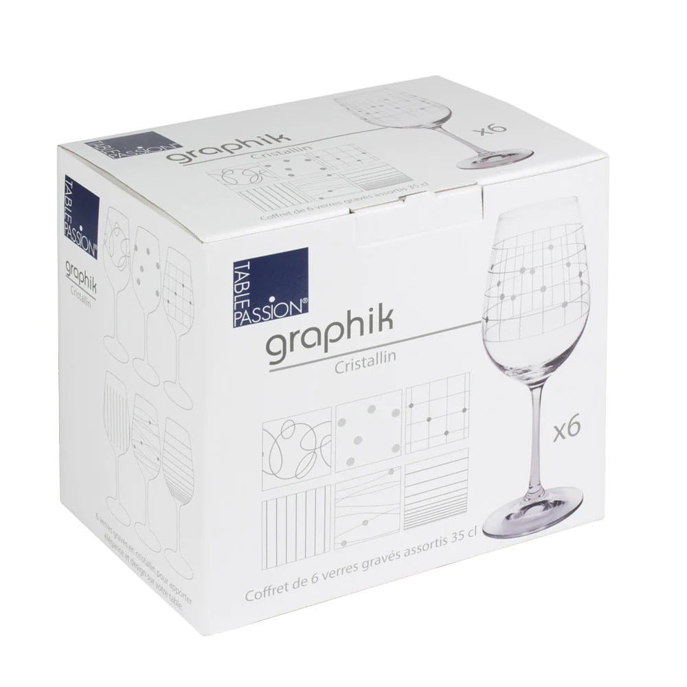 Coffret de 6 verres à pied Graphik 35 cl Table passion