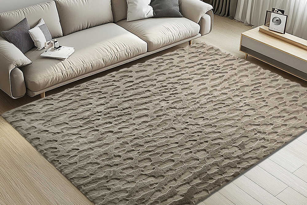 Hochflor Teppich DUNE 230x160cm taupe Indoor Hoch-Tief-Effekt Faux-Fur