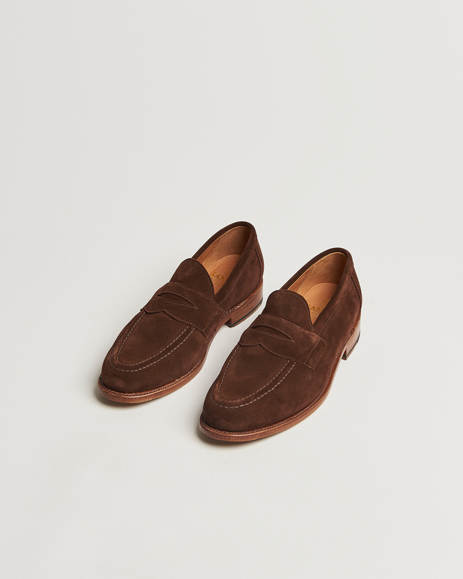 Sanders Aldwych Suede Penny Loafer Polo Snuff