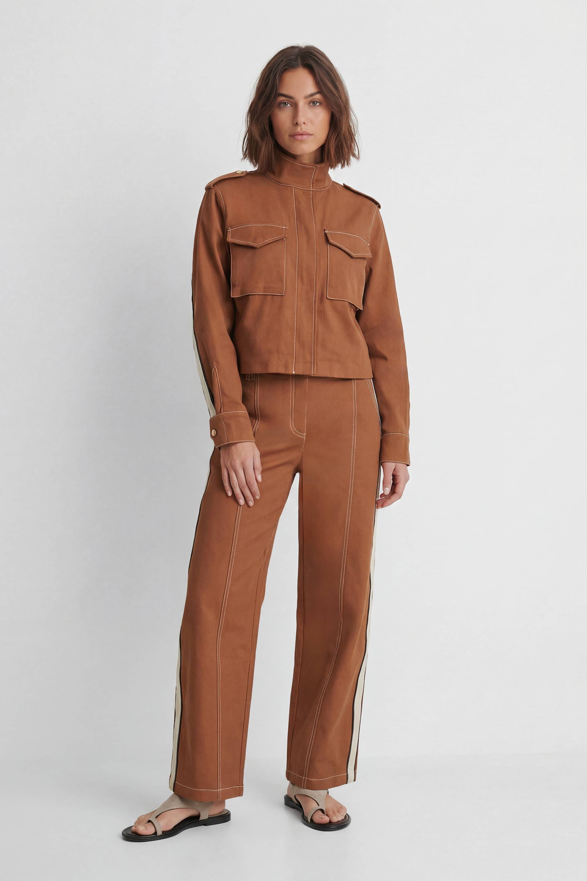 KarenMillen Veste Cintrée Militaire En Coton À Rayures