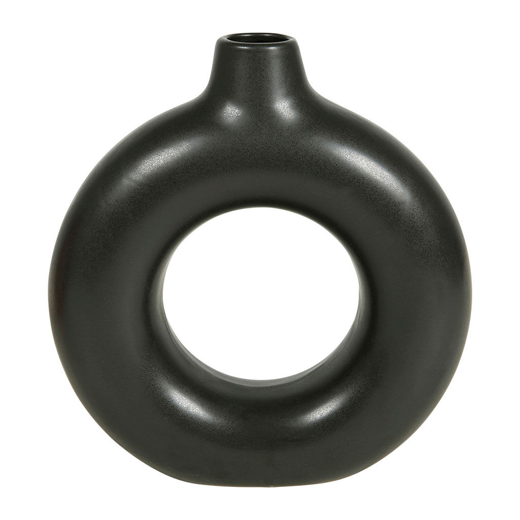 Vase cercle céramique noir H 22.5cm