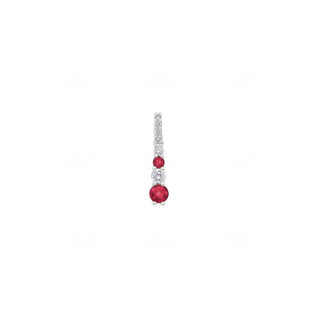 Anhänger 750/18 K Weissgold mit Rubinen & Diamanten 0.18 ct H/si