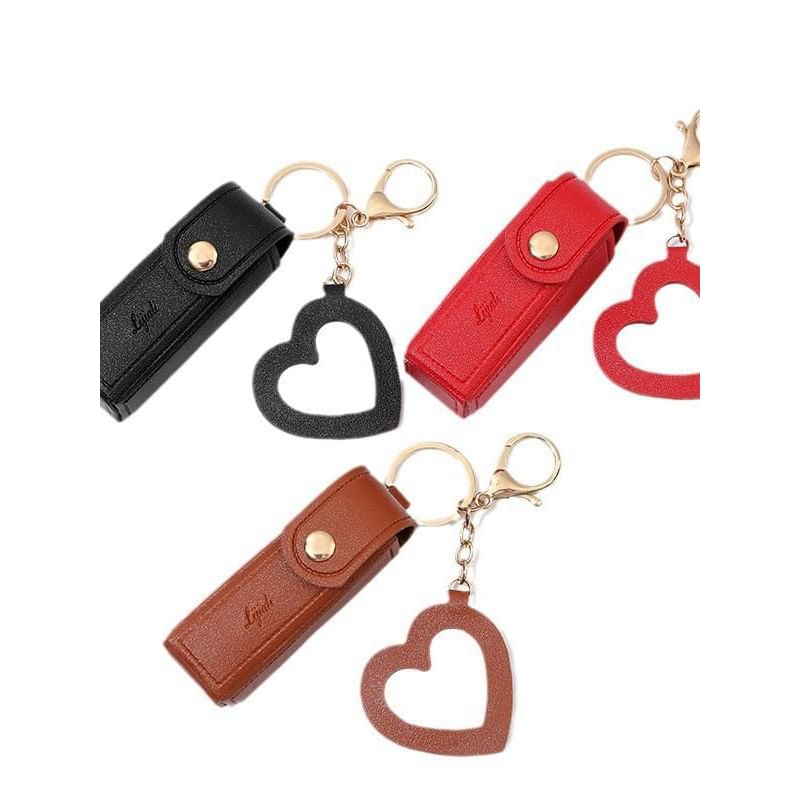 Karnemelk - Draagbare lippenstiftdoos met spiegel / sleutelhanger / tashanger