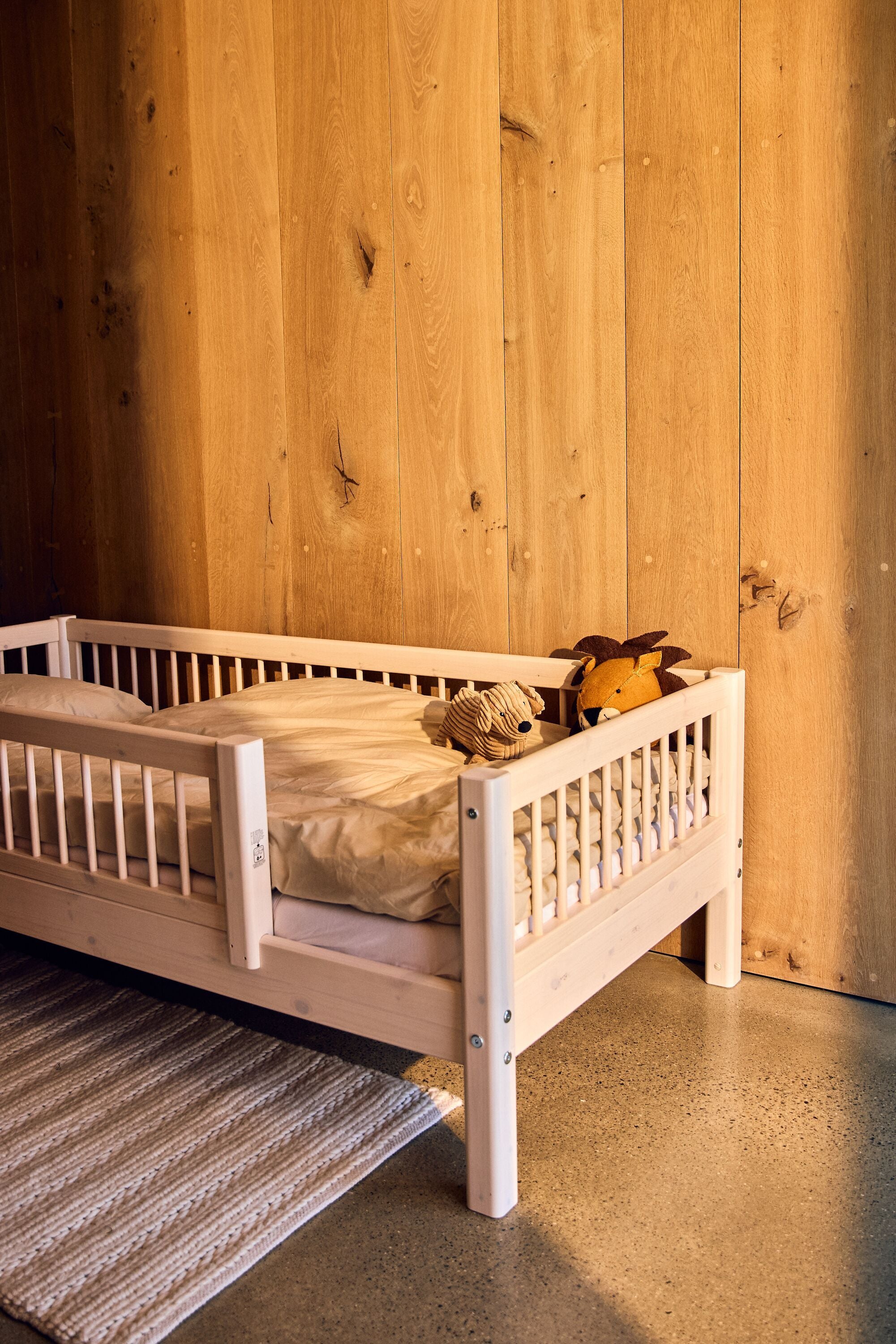 Flexa CLASSIC Einzelbett - White Wash / B: 100.0 cm x T: 210.0 cm x H: 67.0 cm