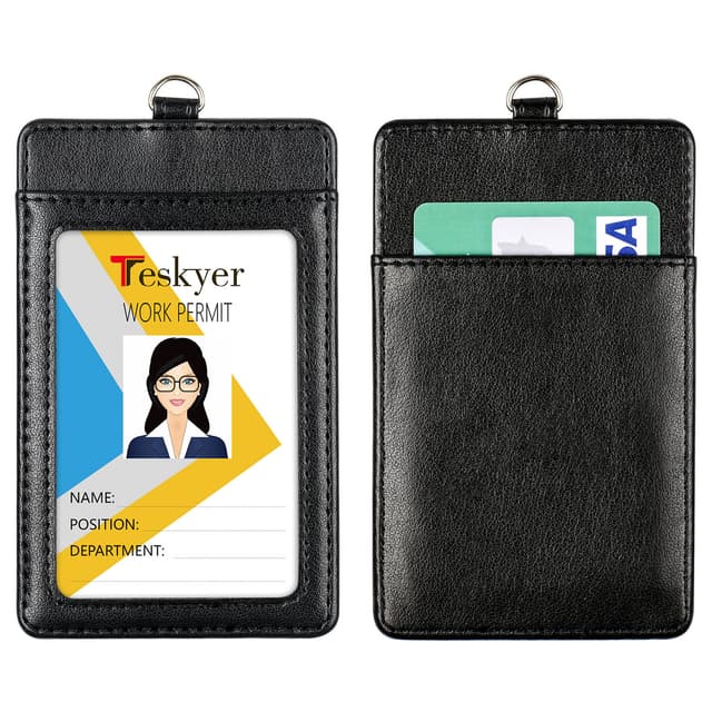 Kortholder Lodret PU Læder Badge Holder Sort