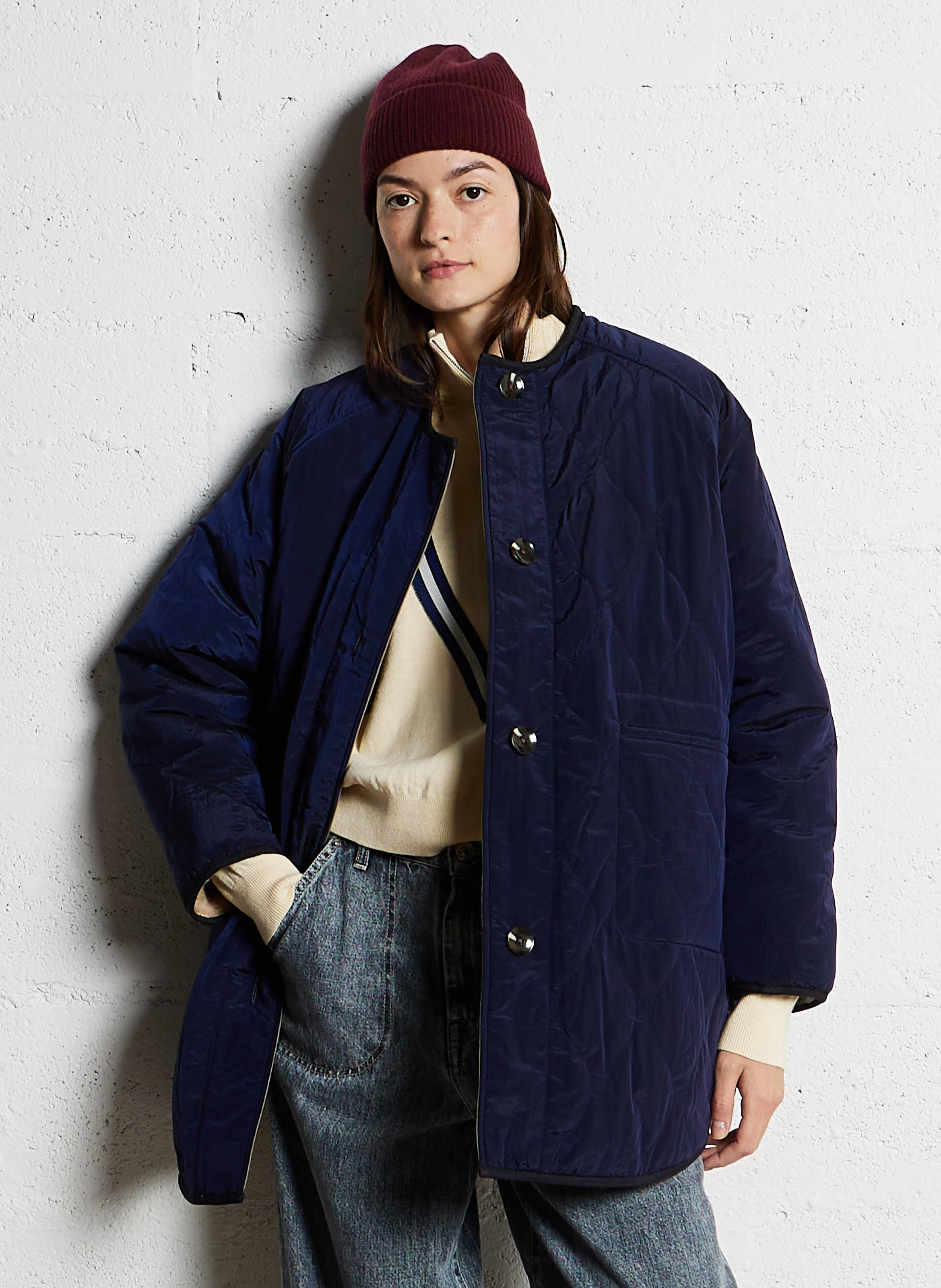 HAMON - Doudoune ample aspect fourrure | Bleu