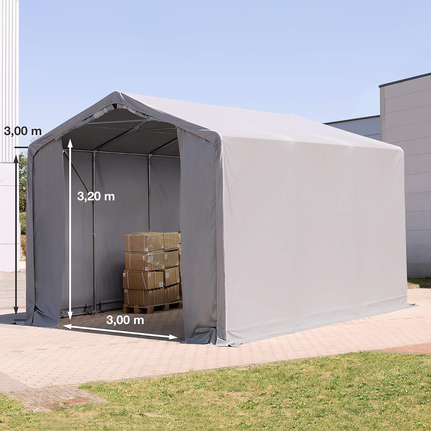 TOOLPORT Zelthalle 4x6m / 3m Seitenhöhe Garage Industriezelt Lagerhalle PVC Plane 850 N wasserdicht grün