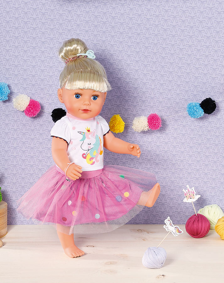 Dolly Moda Einhorn Shirt mit Tutu (43cm)