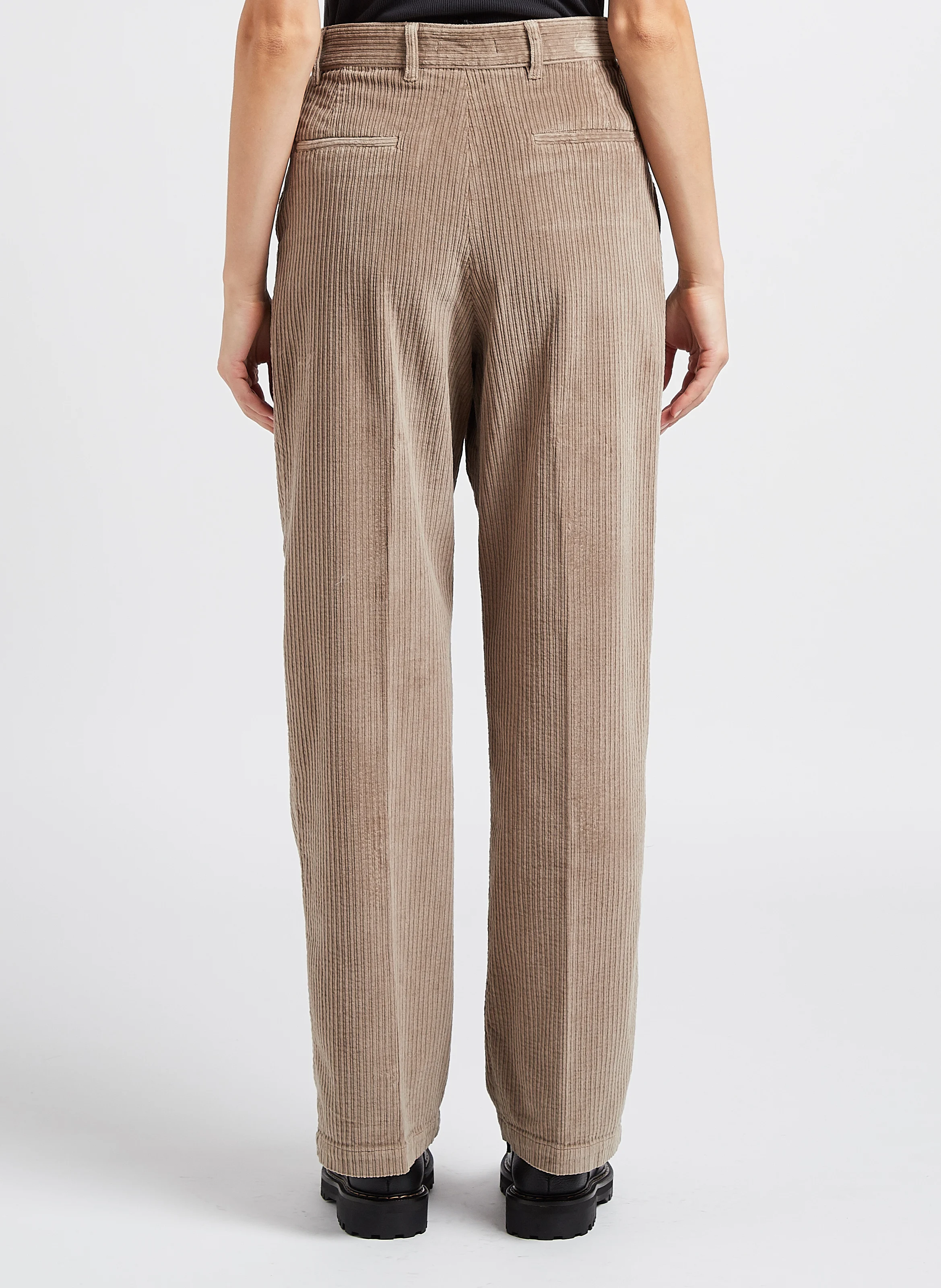 PUNAT - Pantalon droit en velours de coton côtelé| Argent