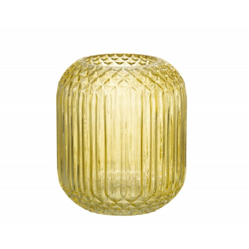 Vase droit en verre jaune l14*l14*h17cm