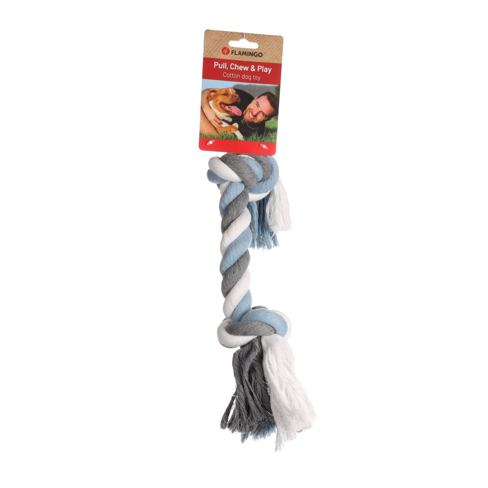 Jouet corde avec 2 nœuds bleu ø 9 cm x 40 cm xl pour chien