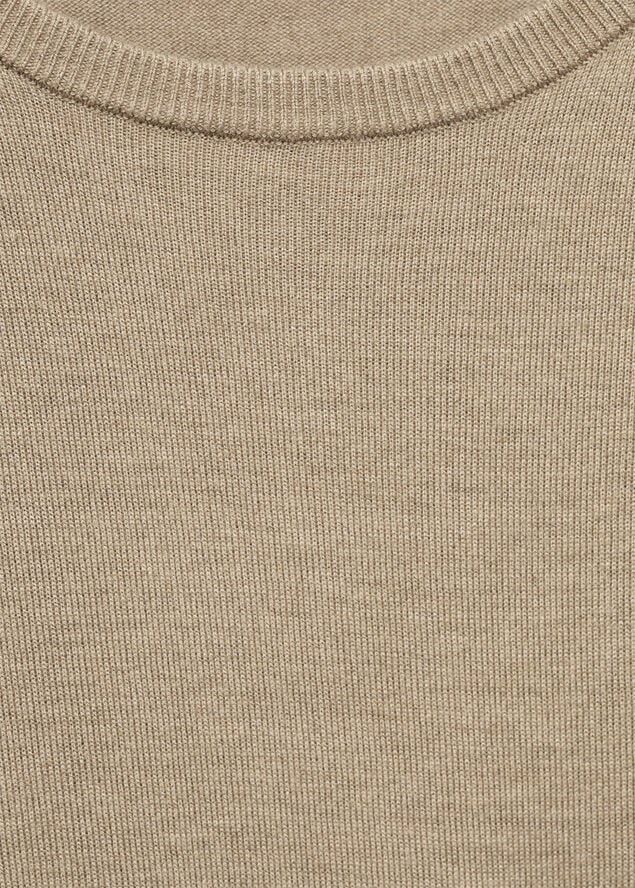 MANGO Fine-knit crew neck sweater Medium brown