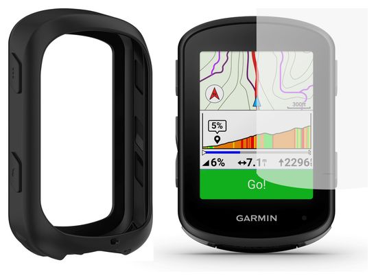 Ecran de protection en verre trempé et Housse de protection silicone pour Garmin Edge 540/540 Solar