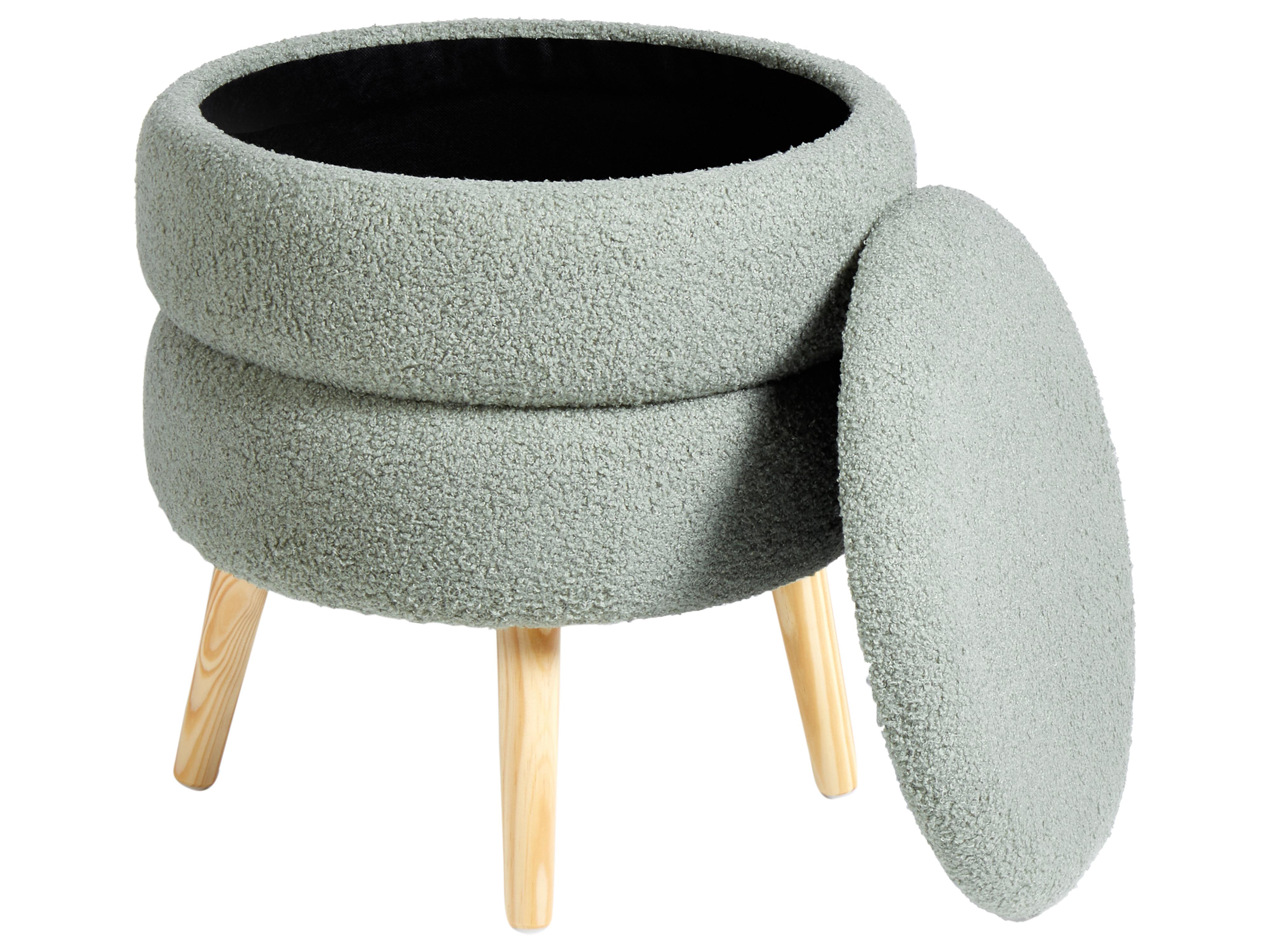 Hocker met opbergruimte OKATON Bouclé Groen