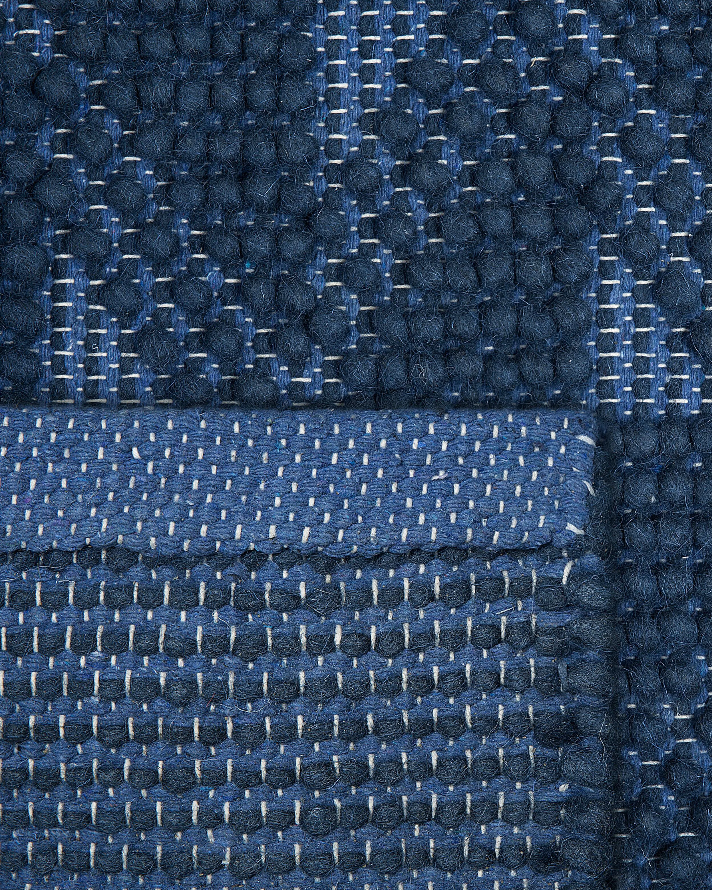 Vloerkleed SAVRAN Marineblauw 140 x 200 cm Wol