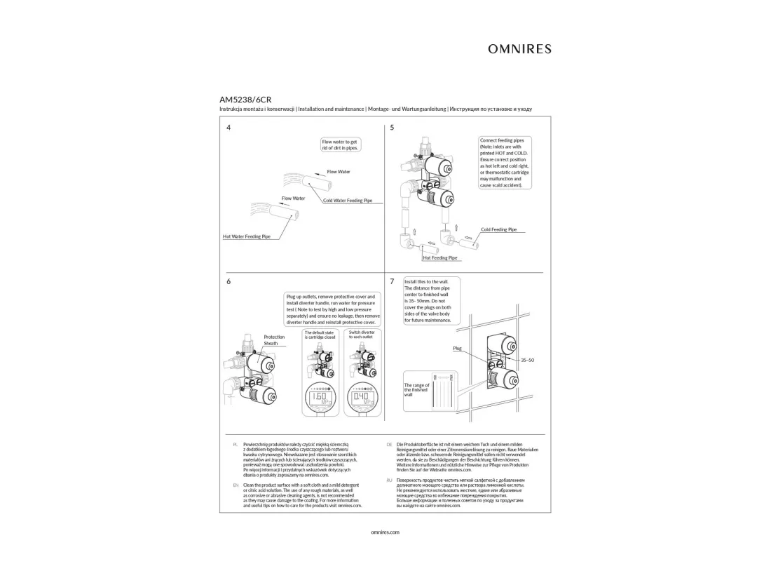 Mitigeur thermostatique de douche et de baignoire à encastrer - 3 sorties - Armance - Chrome