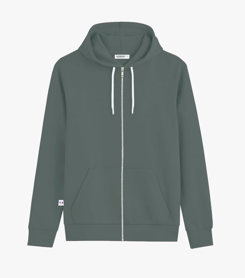 Sweat zippé Homme Sauge - Intemporel